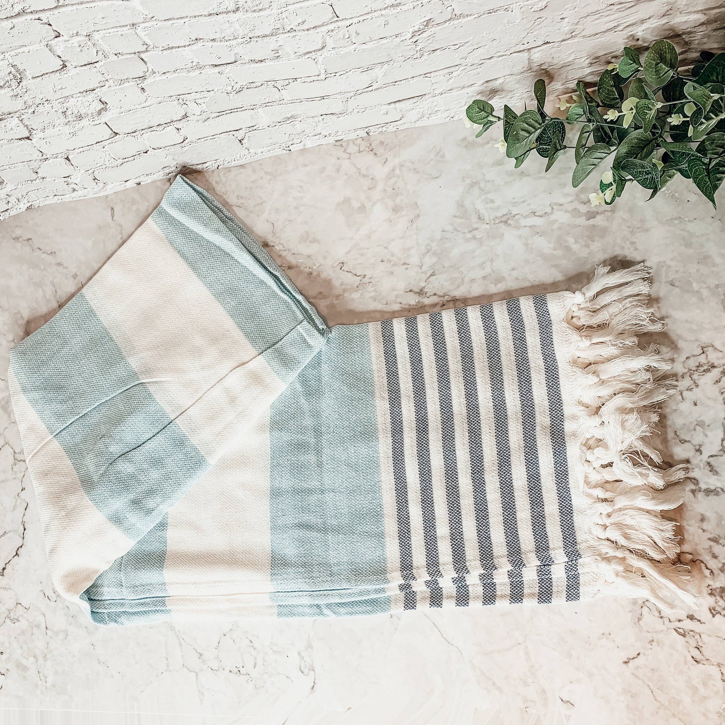 Turkish Cotton Towels - Oversized Beach Towels | Decorative: Azra Blue