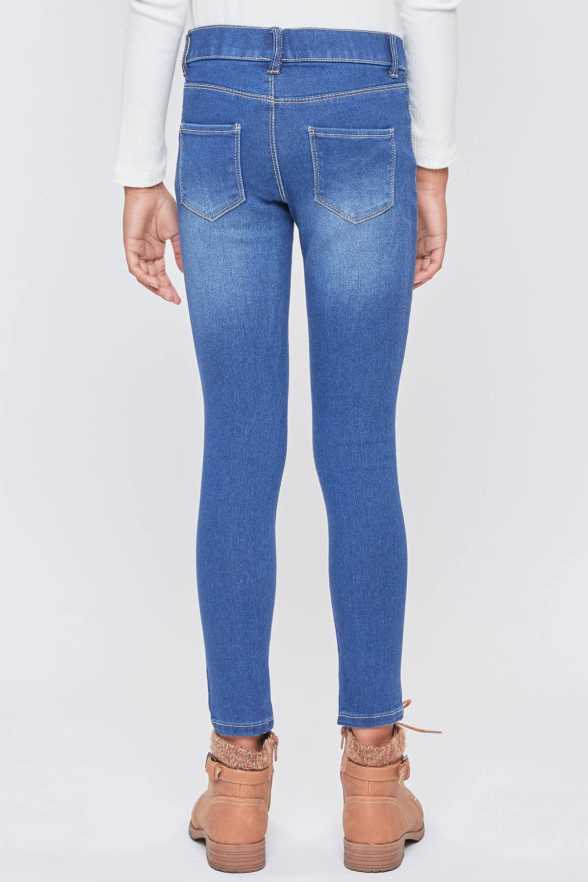YMI Girls Faux Front Pull-on Skinny Jean: 8 / Medium Wash