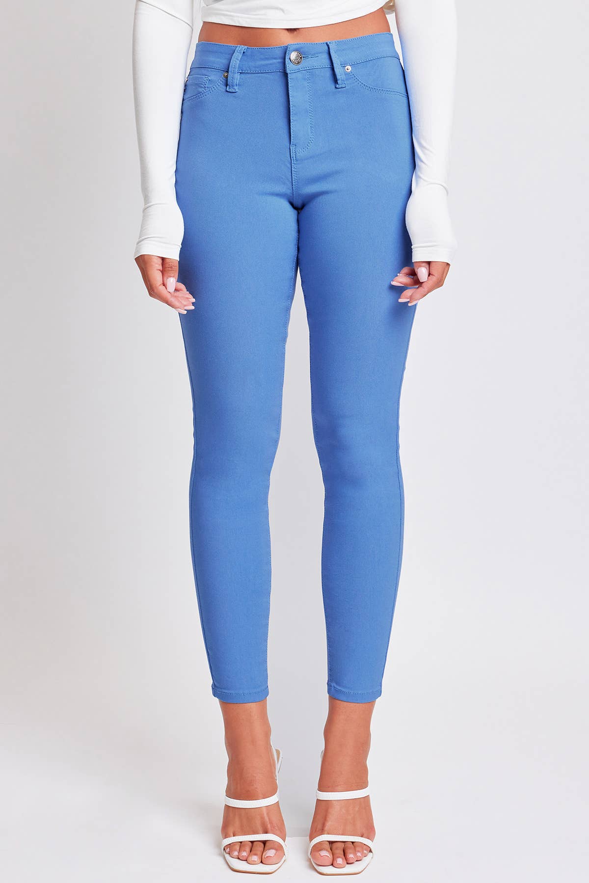 YMI Jeans Hyperstretch Mid-Rise Skinny Junior Large Blue Bay