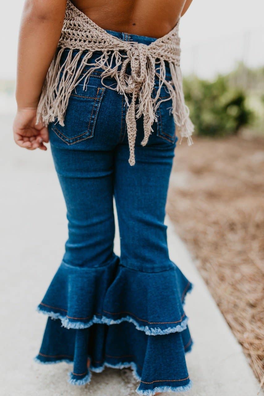 Oopsie Daisy Girls Denim Double Ruffle Jeans size 10