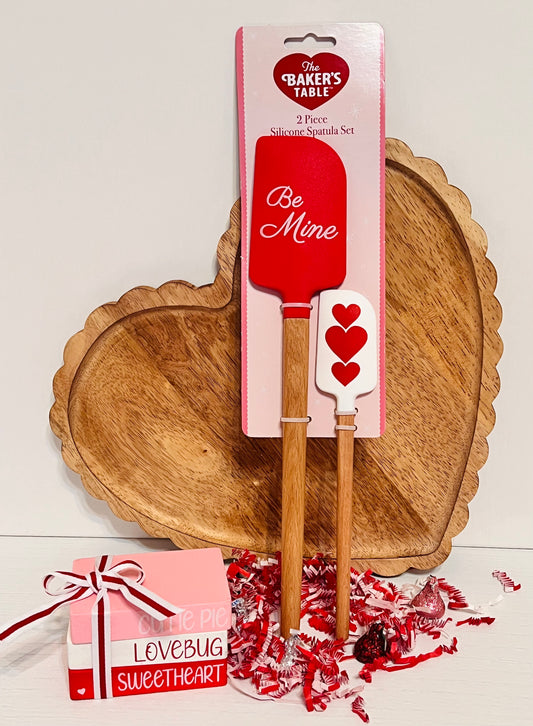 The Baker's Table 2 Piece Silicone Spatula Set "Be Mine"