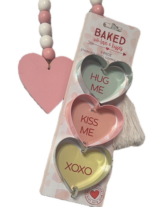 BAKED with love & kisses 3 Piece Stainless Steel Cookie Cutters