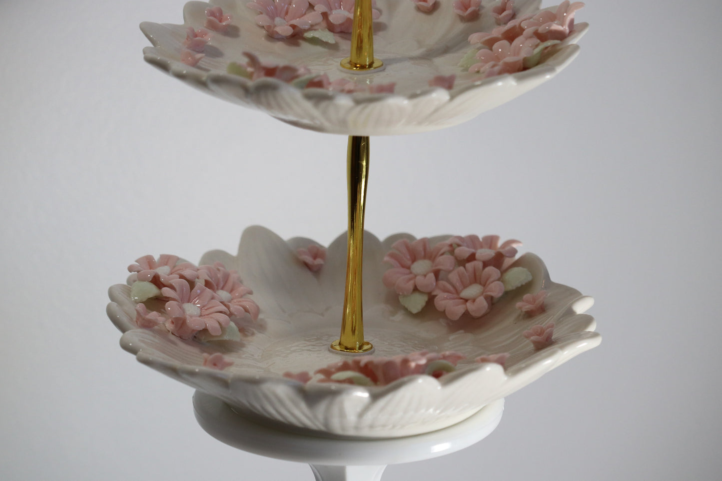 Delicate Floral 2 Tier Ceramic Decorative Tray