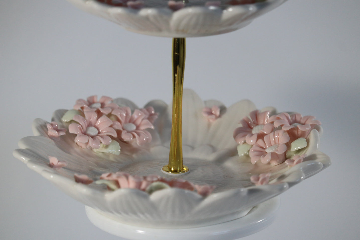 Delicate Floral 2 Tier Ceramic Decorative Tray