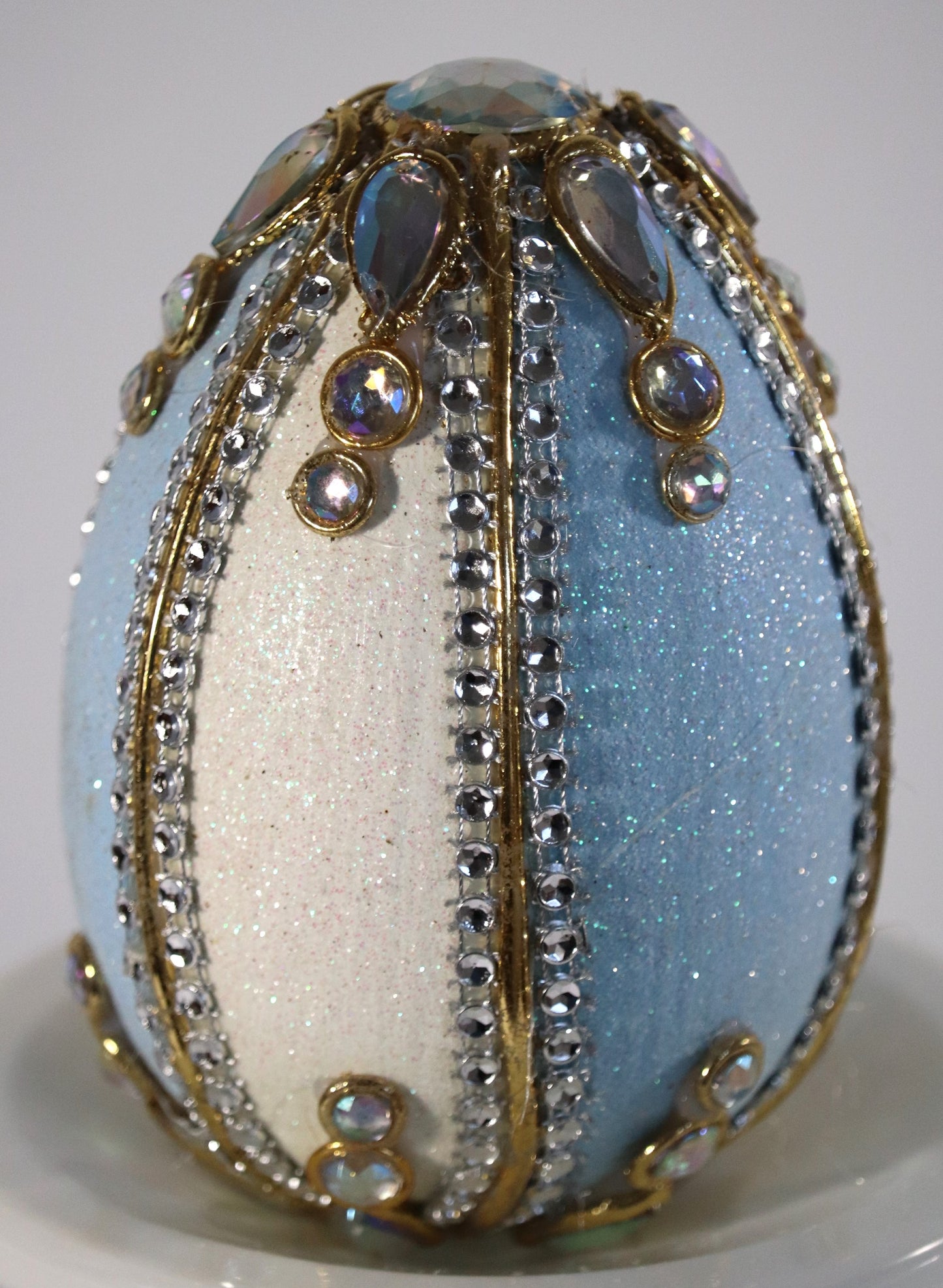 Hand Painted and Bejeweled Decorative Egg