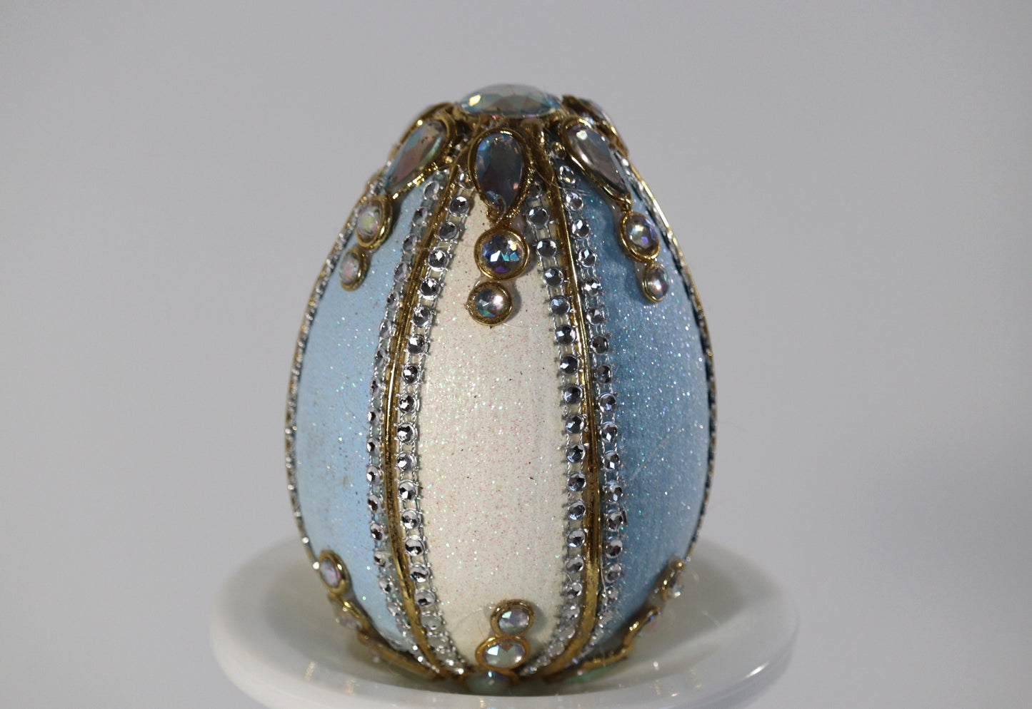 Hand Painted and Bejeweled Decorative Egg