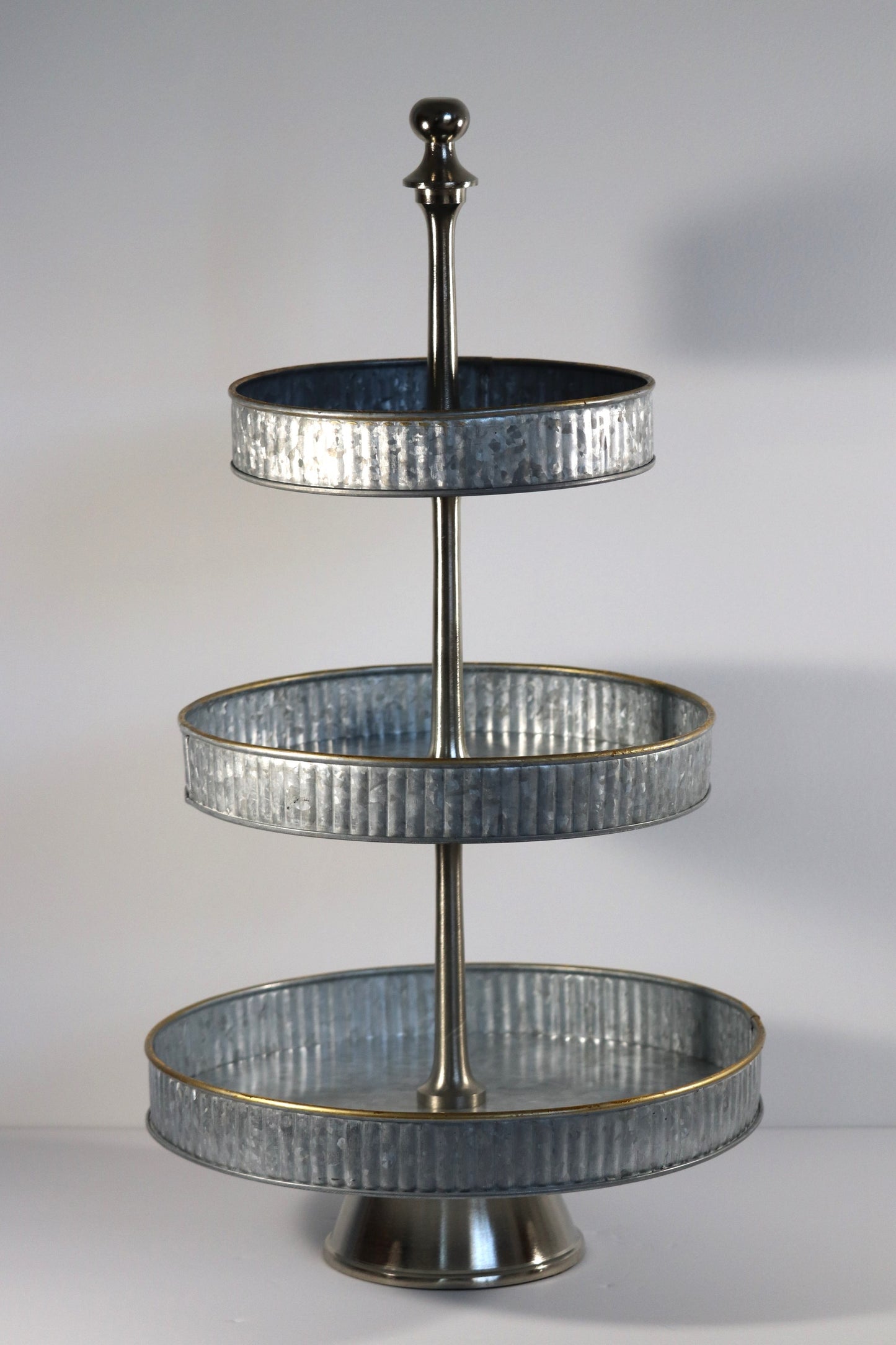 Galvanized 3-Tiered Serving Tray and Display Stand