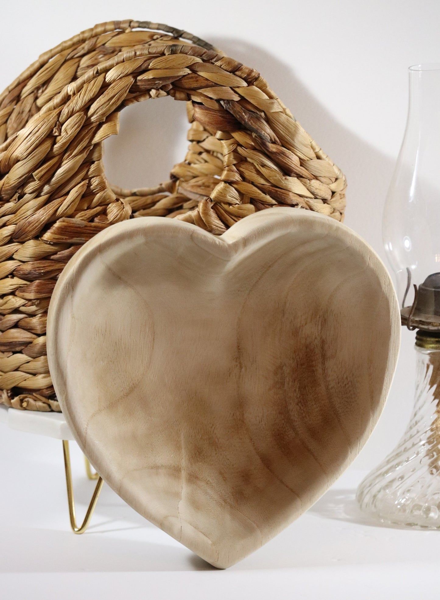 Wooden Heart Bowl in Natural Wood