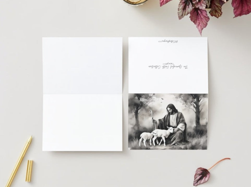 Jesus and the Lambs Blank Greeting Card