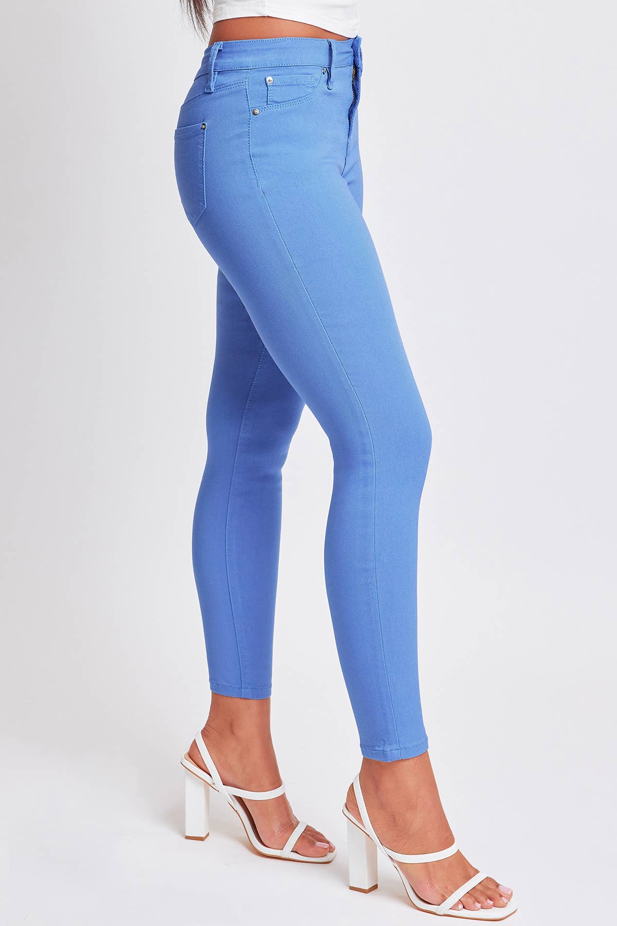 YMI Jeans Hyperstretch Mid-Rise Skinny Junior Small Blue Bay