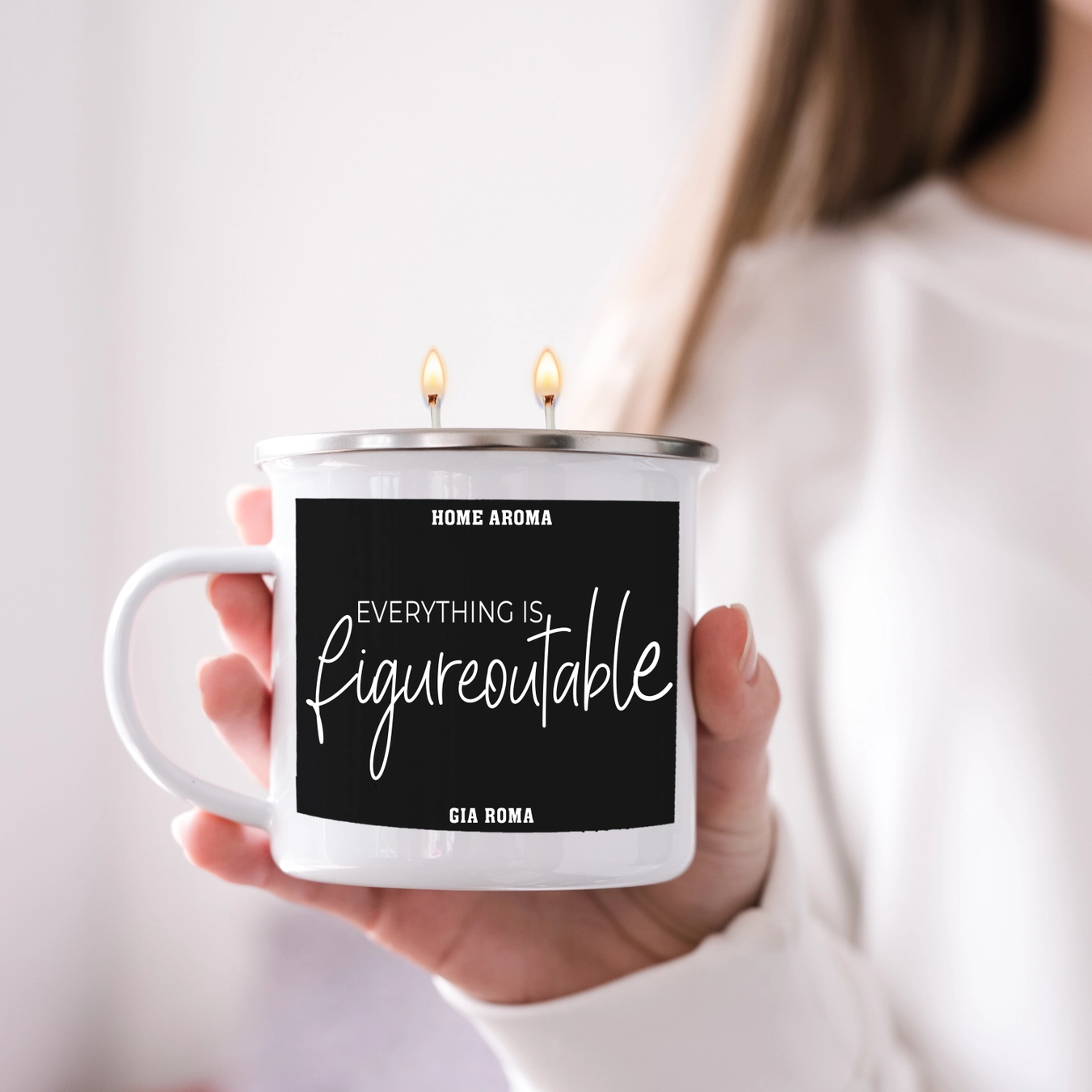 "Figureoutable" Nag Champa Scented 16 Oz Reusable Candle Mug