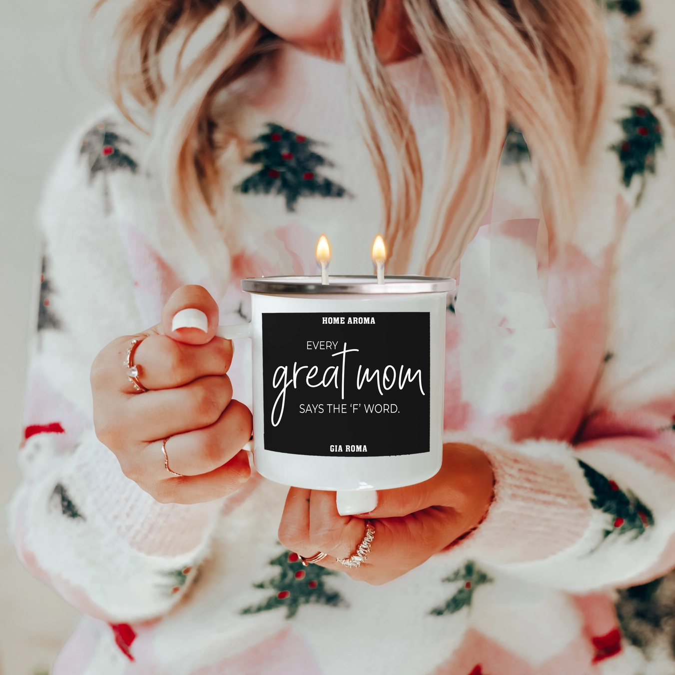 "Every "GREAT MOM" Says the 'F' Word" Peony Scented 16 OZ Reusable Candle Mug