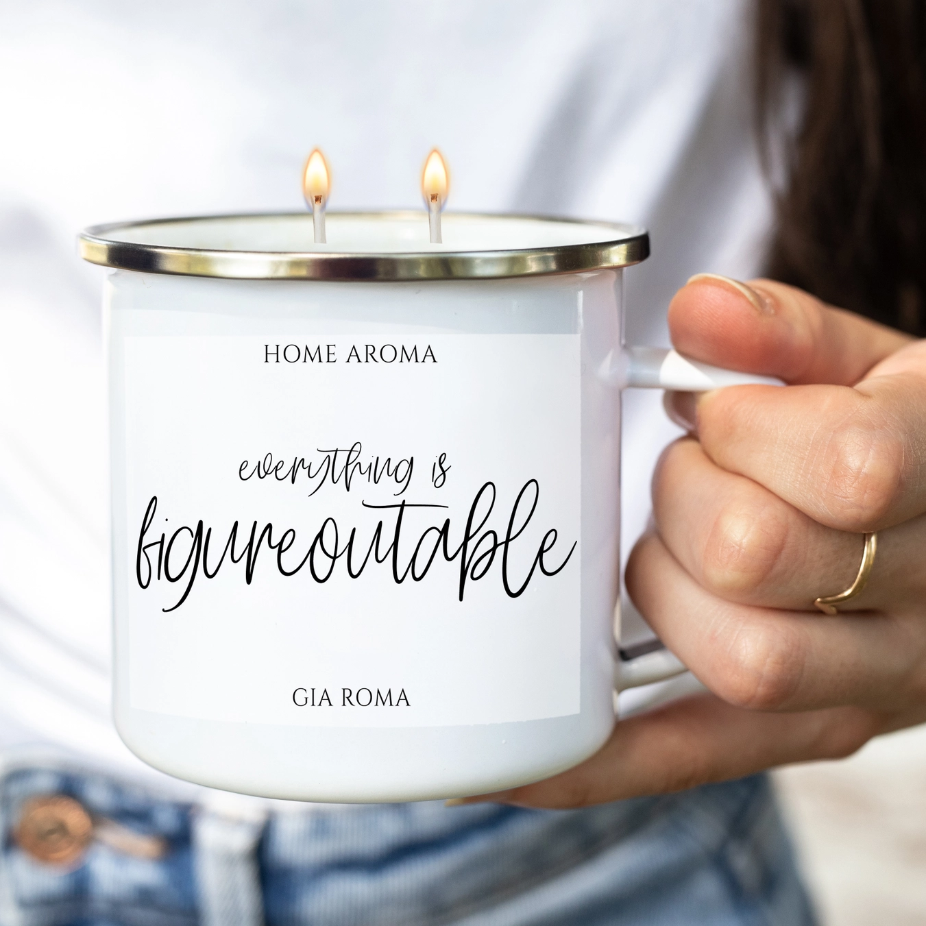 "Figureoutable" Nag Champa Scented 16 Oz Reusable Candle Mug