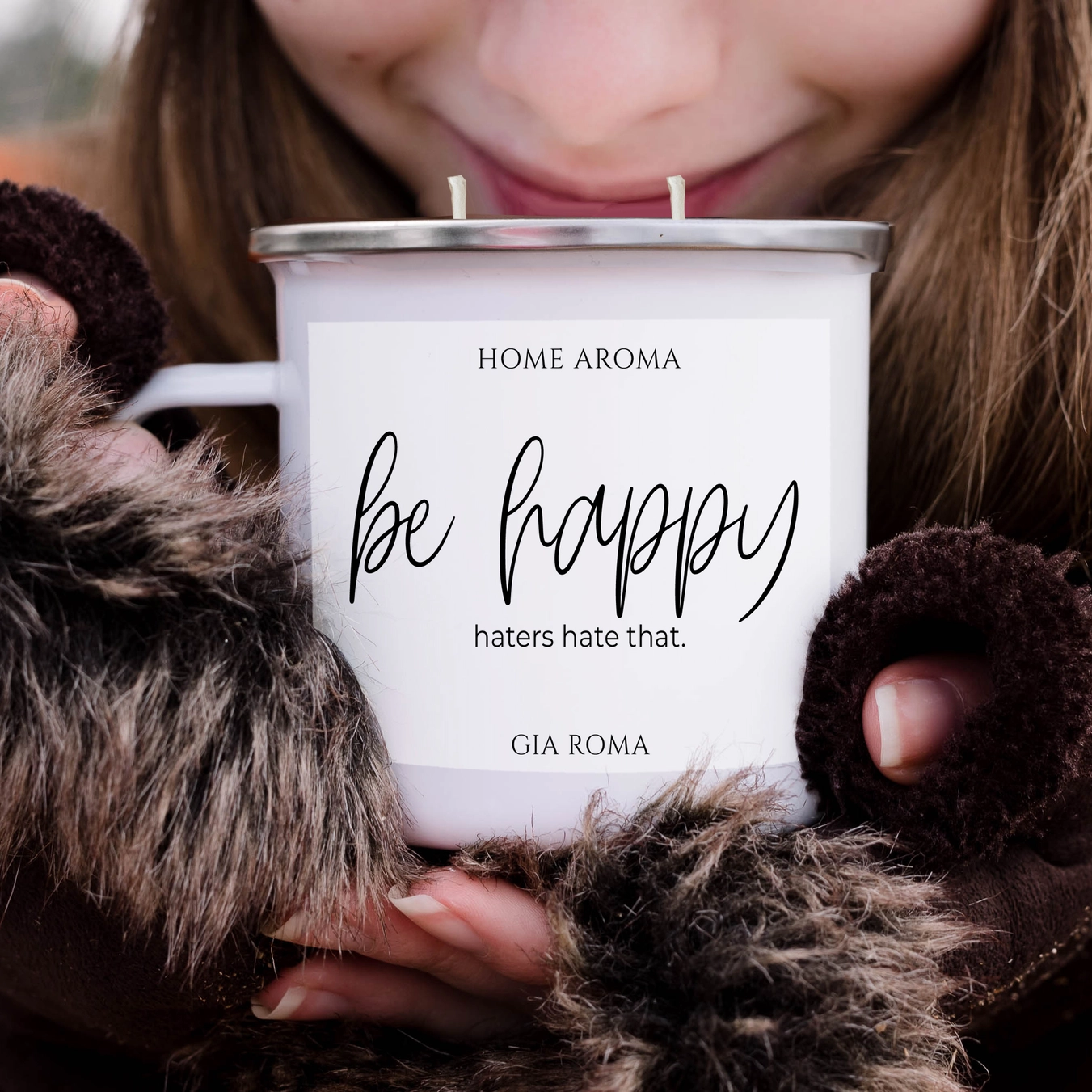 "Be Happy......haters Hate That" Coffee Vanilla 16 oz Reusable Candle Mug