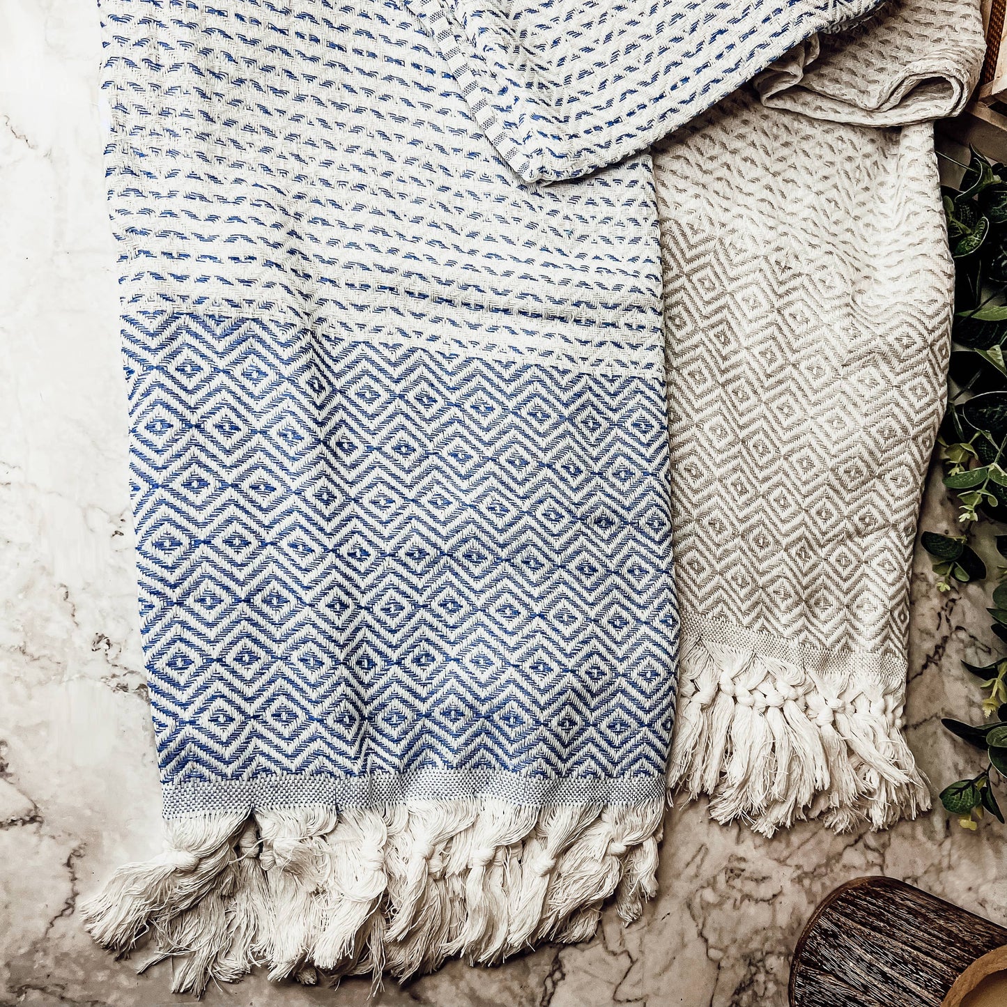 Turkish Cotton Towels - Oversized Beach Towels | Decorative: Azra Blue